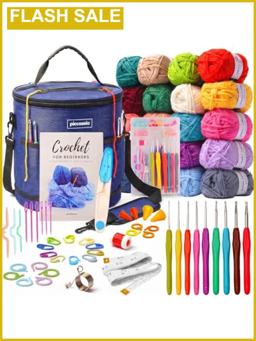 Crochet Kit for Beginners Complete Starter Set with Yarn Hooks Book Bag